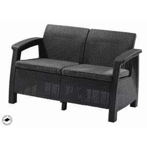   Keter Corfu kerti bútor love seat kétszemélyes kanapé, grafitszürke