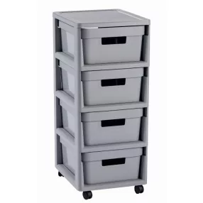 Curver Infinity 4x11L fiókos polc, világos szürke