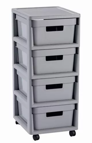 Curver Infinity 4x11L fiókos polc, világos szürke