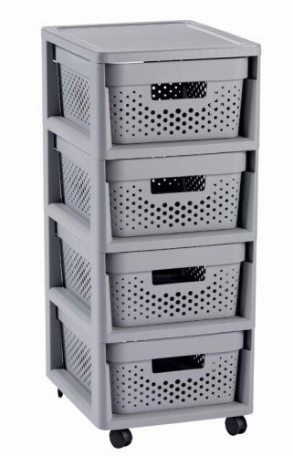 Curver Infinity Dots 4x11L fiókos polc, világos szürke