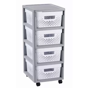 Curver Infinity Dots 4x11L fiókos polc, fehér-szürke