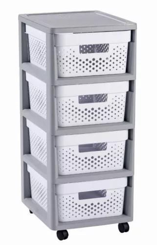 Curver Infinity Dots 4x11L fiókos polc, fehér-szürke