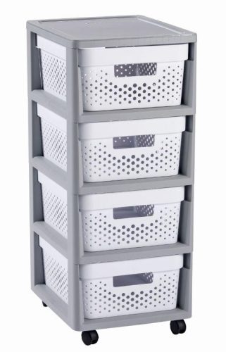 Curver Infinity Dots 4x11L fiókos polc, fehér-szürke