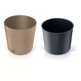 Prosperplast FURU ROUND LOW ECO WOOD kaspó 25 cm naturo