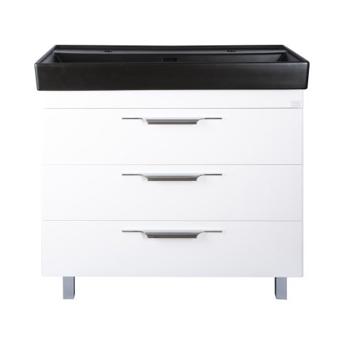 TMP TRIO 100D álló fürdőszobabútor - CeraStyle SHARP FEKETE DUPLA csaplyukas mosdóval - 100 x 48 cm