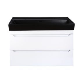   TMP SHARP 100D fali fürdőszobabútor - CeraStyle SHARP FEKETE DUPLA csaplyukas mosdóval - 100 x 48 cm