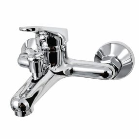   EuroStandard ECOLINE kádtöltő csaptelep - zuhanyszettel - fix falitartóval - KRÓM