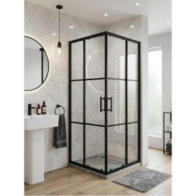   Viva AQUA - FEKETE mintás - FEKETE keretes - zuhanykabin - 80 SZÖGLETES - 6 mm üveg - 80 x 80 x 190