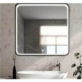   Viva AURA DELTA fürdőszoba tükör - érintőkapcsolóval - FEKETE - LED - SZÖGLETES - 60 x 65 cm