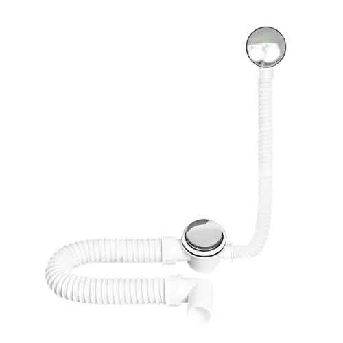 TEXO kádszifon - KRÓM - le- és túlfolyó flexibilis csővel - Ø 5/4" x 0,5 m x Ø 40 mm
