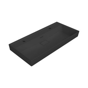   CeraStyle SHARP - MATT FEKETE - porcelán mosdókagyló - DUPLA csaplyukas - 100 x 48 cm