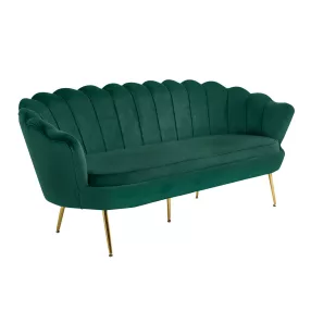   Luxus heverő, 3-as ülés, smaragd Velvet szövet/króm arany, Art-deco stílus, NOBLIN