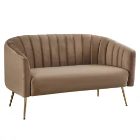   Design kétszemélyes kanapé, barna Velvet szövet/gold króm-arany, BAGY