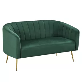   Design kétszemélyes kanapé, sötétzöld Velvet szövet/gold króm-arany, BAGY
