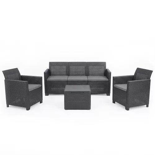 Claire 5 személyes kerti bútor garnitúra párnatartós asztallal