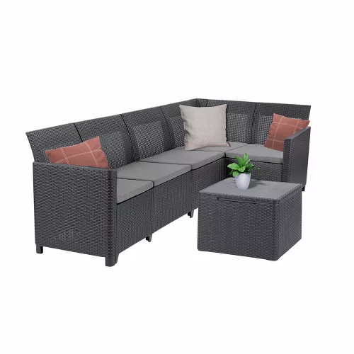 Claire VIII 5 személyes sarokgarnitúra párnatartós asztallal