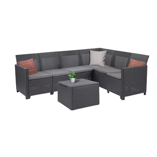 Claire VII 6 személyes sarokgarnitúra párnatartós asztallal