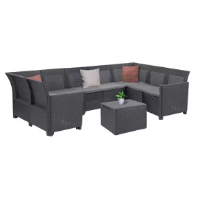   Claire VII 8 személyes sarokgarnitúra párnatartós asztallal