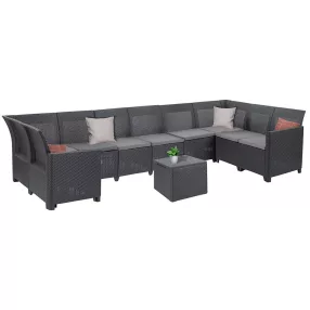   Claire VIII 9 személyes sarokgarnitúra párnatartós asztallal