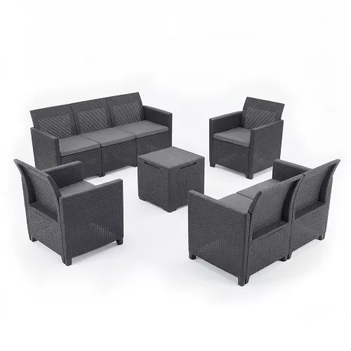 Claire V 7 személyes kerti bútor garnitúra vigo tárolós asztallal