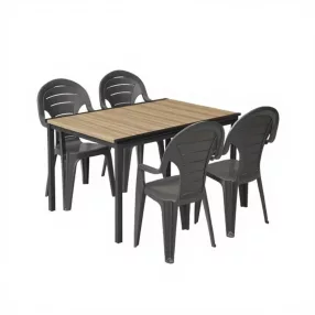 Lagos 4+1 kerti bútor garnitúra szett kőris-grafit