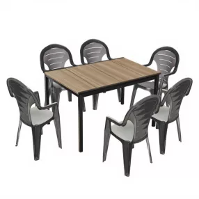 Lagos 6+1 kerti bútor garnitúra szett kőris-grafit