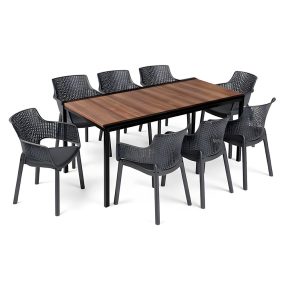 Romen Large 8+1 kerti bútor garnitúra szett dió-grafit