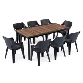 Ravello Large 8+1 kerti bútor garnitúra szett dió-fekete