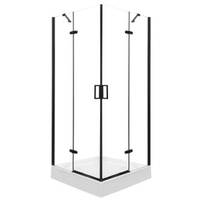   Flow Black szögletes nyílóajtós zuhanykabin zuhanytálca nélkül
