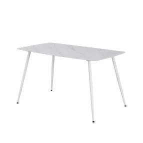   Bora 140 cm szögletes szinterezett kő étkezőasztal fehér