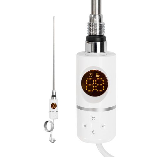 Elektromos fűtőpatron törölközőszárító radiátorhoz digitális hőfokszabályozóval 400W fehér