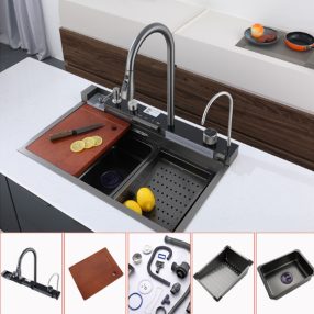   Catania multifunkciós rozsdamentes mosogató digitális csapteleppel