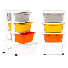   Guruló fiókos játéktároló szekrény 4 részes, élénk 36x35.5x74 cm