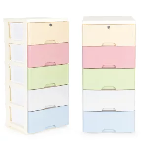 Játéktároló 5 kihúzható fiókkal, kerekes lábakkal