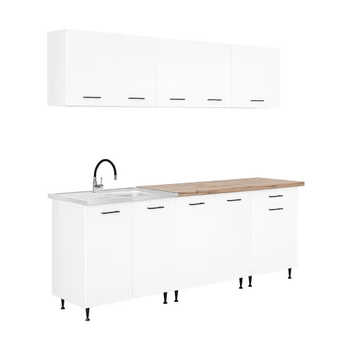 Primo 220 konyhabútor fehér, charlestone tölgy munkalappal