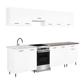 Primo 280 konyhabútor fehér, rauna szil munkalappal