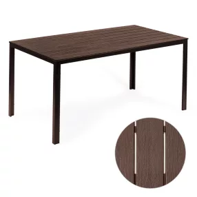 6 személyes kerti asztal 156x78 cm polywood barna