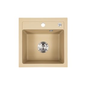  Nia szögletes egy medencés gránit mosogató szifonnal bézs