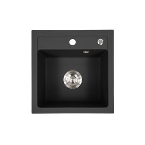  Nia szögletes egy medencés gránit mosogató szifonnal fekete