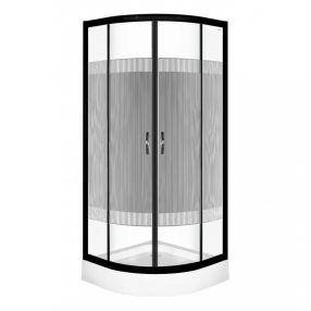 Xenia Duo Black 90x90 cm Íves zuhanykabin zuhanytálcával