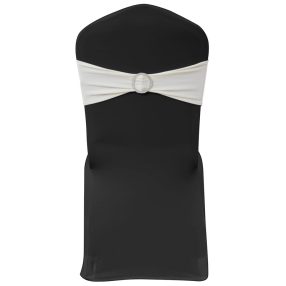   25 db krémszínű nyújtható dekoratív székpánt gyémántos csattal