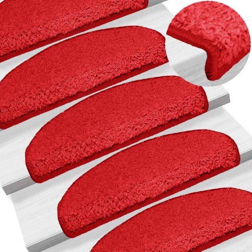 15 db piros, félkör alakú, nagy lépcsőszőnyeg 65 x 21 x 4 cm