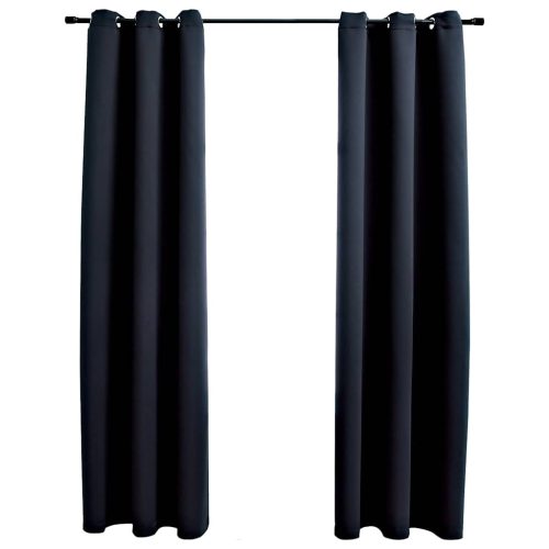 2 db fekete szövet sötétítő függöny gyűrűkkel 97 x 213 cm