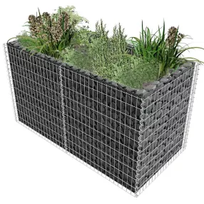 ezüstszínű acél gabion magaságyás 180 x 90 x 100 cm