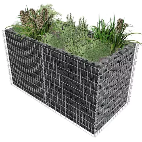 ezüstszínű acél gabion magaságyás 180 x 90 x 100 cm