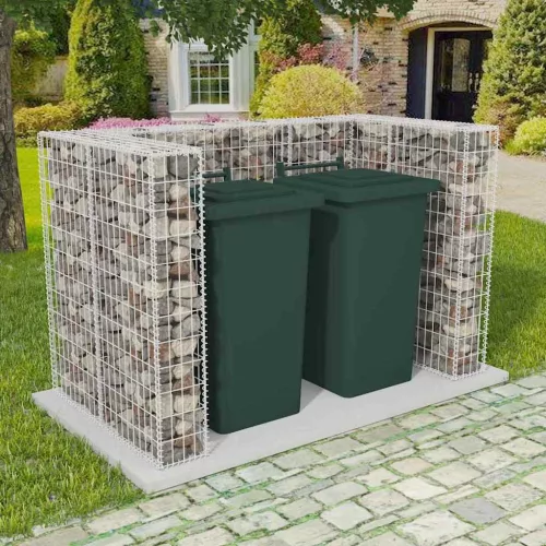 acél gabion 2 db gurulós kukához 180 x 100 x 120 cm