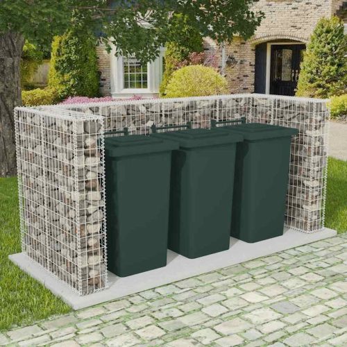acél gabion 3 db gurulós kukához 250 x 100 x 120 cm