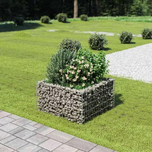 horganyzott acél gabion magaságyás 90 x 90 x 50 cm