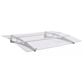   ezüstszínű és átlátszó polikarbonát ajtó előtető 120 x 90 cm
