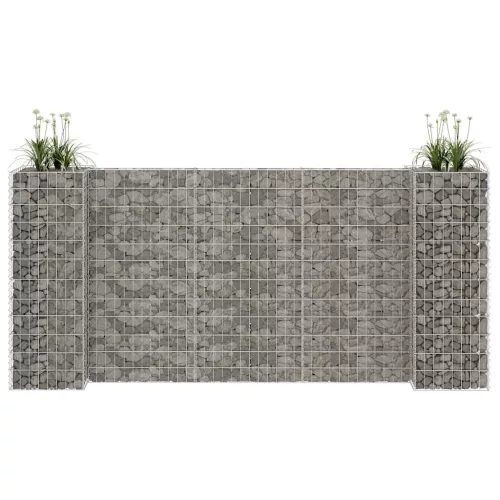 H alakú acéldrót virágtartó gabion 260 x 40 x 120 cm